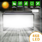 468 LED Solar Power Lights PIR Motion Sensor Outdoor Security Lamp Wall Garden~