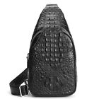 Men's Real Crocodile Alligator Skin Leather Crossbody Bag Luxury Sling Backpack