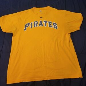 MLB Andrew McCutchen Pittsburgh Pirate Majestic Gold Yellow T Shirt Size Large