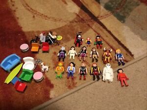 Playmobil Figures Mixed Lot Of 15 Furniture Accessories Weapons People W Vintage