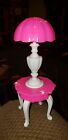 Barbie Pink & White End Table w Lamp