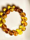 Fossil amber Insect bracelet Baltic Sea help Ukraine friend 13.3mm 15 Beads