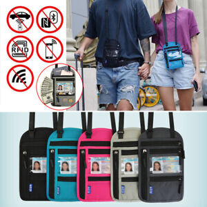 RFID Blocking Passport Vaccine Card Holder Travel Wallet Bag Security Neck Pouch