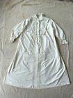 Antique Victorian 1860s White Cotton Long Sleeve Embroidered Night Gown Dress