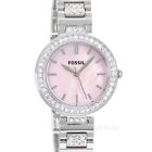 FOSSIL Karli Womens Glitz Watch, Pink MOP Dial, Crystals, Stainless Steel Band