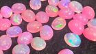 7x5 mm Natural Ethiopian Multi Fire Pink Opal Oval Cabochon Loose Gemstone