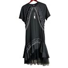 BEULAH London Midi Dress Size S/M Black Ruffle Gothic Grunge NEW