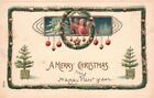 1907 A Merry Christmas And Happy New Year Bordered Decoration Vintage Postcard