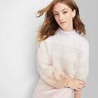 Women's Mock Turtleneck Fuzzy Boxy Pullover Sweater - Wild Fable Neutral Ombre
