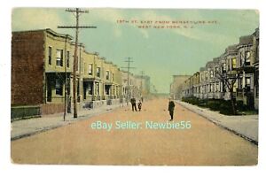 West New York NJ - 13TH STREET FROM BERGENLINE AVENUE - Postcard nr Weehawken