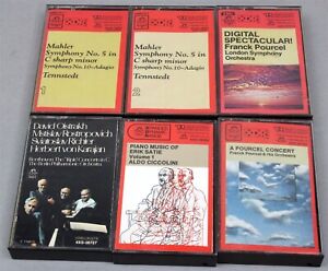 Lot of 6 Classical Music CASSETTE TAPES Angel Mahler Pourcel Beethoven Satie
