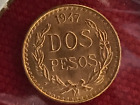 Mexico 1947 DOS PESO gold coin Estados Unidos Mexicanos ☆ ONLY 25k Minted☆ RARE