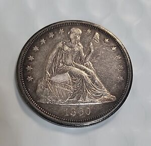 1860-O Liberty Seated Dollar AU DETAILS CLEANED C551
