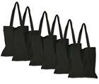 6 Pack - Black Tote Bag - 100% Cotton Canvas | blank Bulk | reusable | DIY arts