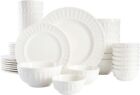 Zen Buffet Porcelain Dinnerware Set, Service for 8 (40pcs), White (Embossed)