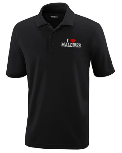 Performance Golf Tees I Love Maldives Short Sleeves Polo Shirts for Men