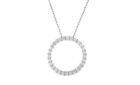 925 Sterling Silver Cubic Zirconia Circle Pendant Necklace For Women - 18