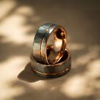 Mens Wedding Band Tungsten 8mm Hammered Ring Men's Engagement Ring Wooden Box