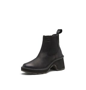 NIB WOMENS sz 9 SOREL Hi-Line HEEL Waterproof Leather Chelsea Boots BLACK