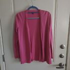 Talbots Pink Cashmere blend Open Front Silk Trim Cardigan Size M