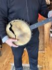 ANTIQUE BANJO 19 CENTURY RESTORE DISPLAY 37” LONG 25”NECK WAS 5 STRING AS IS