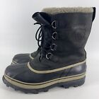 Sorel Caribou Leather Insulated Waterproof Winter Boots Shoes Men's Size 10 Gray