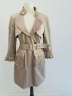 3/4 sleeve light beige satin 32 inch trench coat jacket, by BeBe, S/M