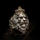Men's Retro Creative King Lion Face In 935 Argentium Silver Hip-Hop Biker Ring