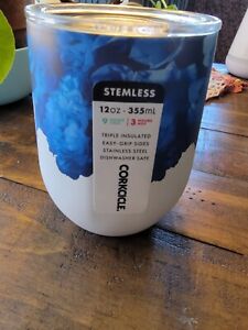 NEW CORKCICLE STEMLESS WINE TUMBLER WITH LID 12 OZ Dutch Love Blue