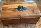 Vintage Oak Wooden Storage Box With Brass Hinges