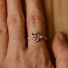 2Ct Oval Cut Morganite Diamond Halo Engagement Wedding Ring 14K Rose Gold Plated