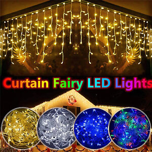 Christmas Icicle Lights Outdoor LED Curtain Fairy String Light Xmas Party Decor