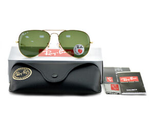 Ray-Ban Sunglasses RB3025 Aviator Classic Gold Frame Polarized Green Lens 58mm