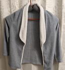 CW Classics Cardigan Sweater Sherpa Collared Open Front Size Large Grey