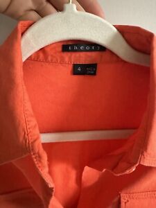 Theory Designer Linen Orange Button Down Summer Dress Size 4 / SMALL