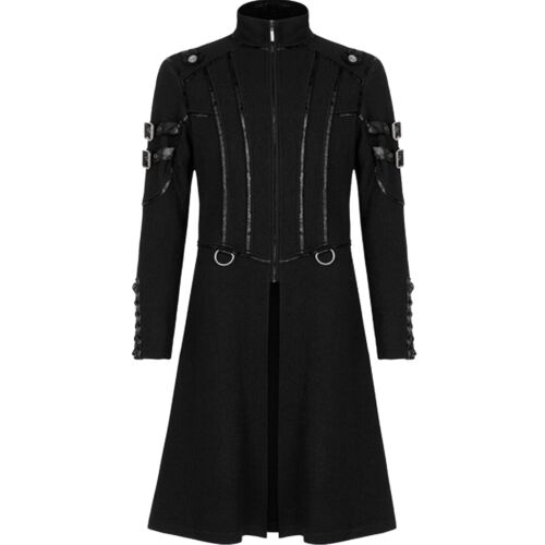 Northern Star Men's Gothic Black Punk Military Casual Mid Length Fashion Coats