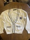 Vintage 90s Hunting Horn White Cardigan Men’s Size XL Sweater Knit Logo Button
