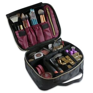 Portable Travel Makeup Train Case Makeup Bag Cosmetic Case Adjustable Dividers