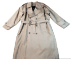 Pierre Cardin Mens 42R Double Breasted Belted Trench Coat Zip Out Lining Khaki