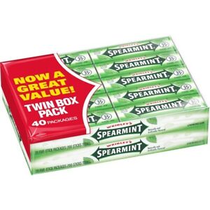Wrigley's Gum, Spearmint, 5 Count (Pack of 40)