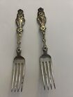 1902 Whiting Lily Sterling Silver Large Dinner Fork 6.5” with “B” Monogram Set 2