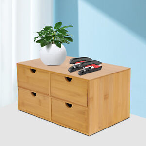 Bamboo Storage Organizer with 2/3/4 Drawers for Office Countertop- Multi-Purpose