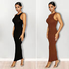 Summer Midi Dresses Women Ruched Sleeveless Tank Pencil Dress Party Work Casual