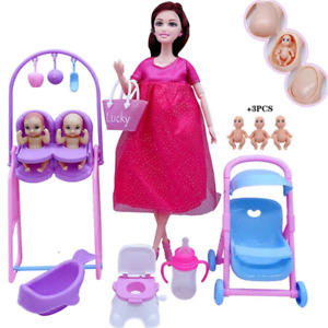 Educational Pregnant Mom Doll Babies & Baby Accessories Sets BJD 1/6 Scale 11.5