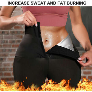 Women Heat Trapping Waist Trainer Leggings Sweat Body Shaper Capris Sauna Pants