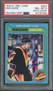 New Listing1979 OPC HOCKEY DON LEVER #203 PSA/DNA 8 NM-MT SIGNED BEAUTIFUL CARD!