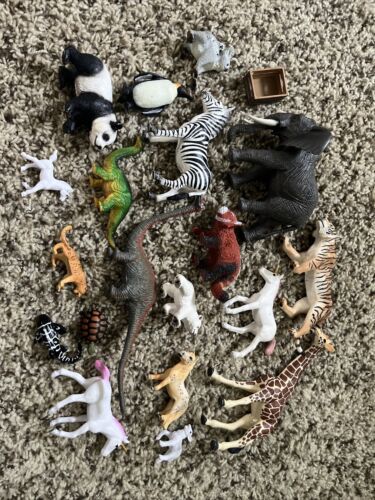 Mixed Lot Of 20 Safari K&M Schleich Plastic PVC Toy Realistic Animals