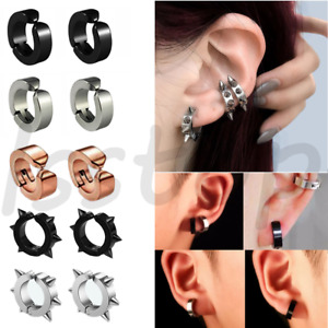 Non-Piercing Fake Ear Stud Cuff Hoop Earrings Stainless Steel Men Women