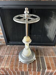 Vintage Art Deco Glass Pedestal Ashtray Smokers Stand Floor Mount Mcm Smoking