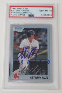 Anthony Rizzo YANKEES Signed 2010 Bowman Chrome Rookie Card BCP101 PSA 10 Auto